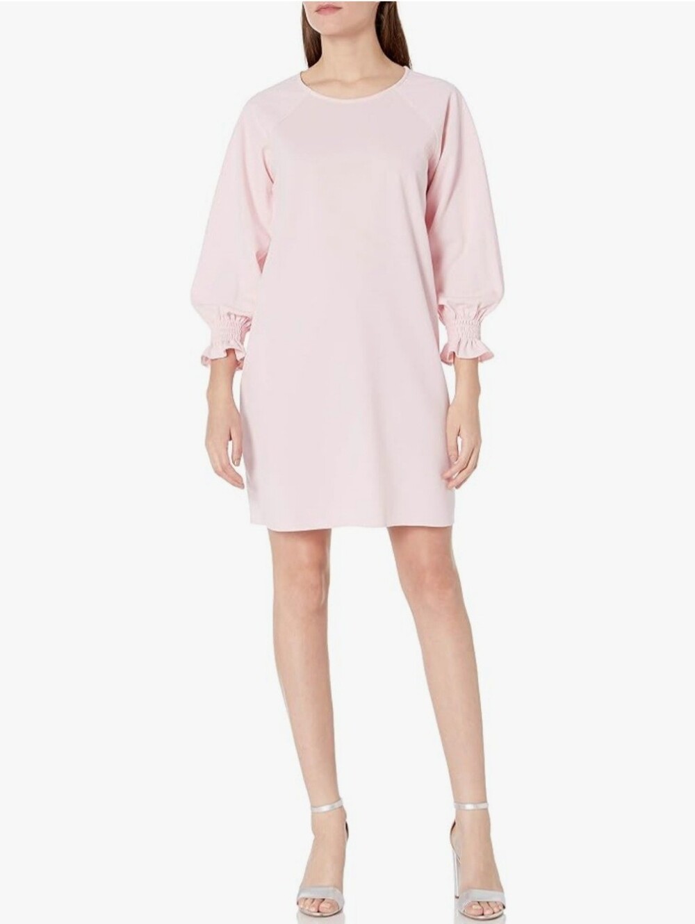Kasper Light Pink Balloon-Sleeve Shift Dress
